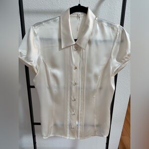 Escada Elegant Cream Satin Blouse